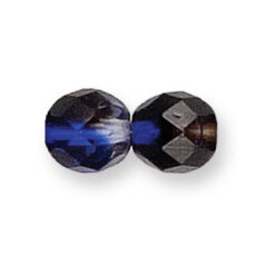 Bead, Czech firepolish, 8mm round faceted multicolor, CRYSTAL/SAPPHIRE/GARNET