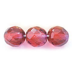 Bead, Czech firepolish, 8mm round faceted two tone, RUBY/BLUE