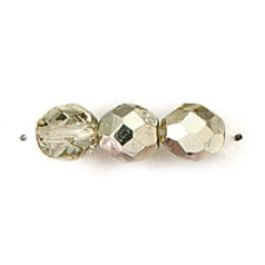 Bead, Czech firepolish, 8mm mirror metallic, LIGHT JONQUIL