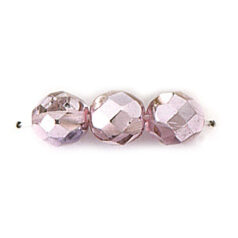 Bead, Czech firepolish, 8mm mirror metallic, LIGHT LAVENDER