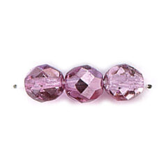 Bead, Czech firepolish, 8mm mirror metallic, LIGHT VIOLET