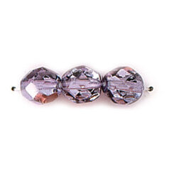 Bead, Czech firepolish, 8mm mirror metallic, LAVENDER
