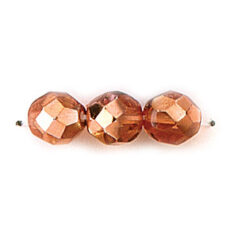 Bead, Czech firepolish, 8mm mirror metallic, PEACH