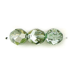 Bead, Czech firepolish, 8mm mirror metallic, LIGHT PERIDOT
