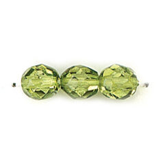 Bead, Czech firepolish, 8mm mirror metallic, PERIDOT