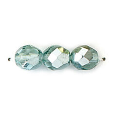 Bead, Czech firepolish, 8mm mirror metallic, LIGHT OCEAN GREEN