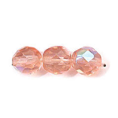 Bead, Czech firepolish, 8mm round faceted AB, ROSALINE
