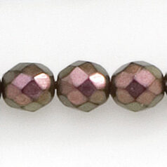 Bead, Czech firepolish, 8mm matte metallic, BRONZE