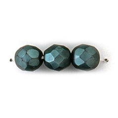 Bead, Czech firepolish, 8mm matte metallic, FIR GREEN