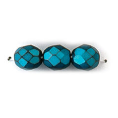 Bead, Czech firepolish, 8mm matte metallic, MIDNIGHT BLUE