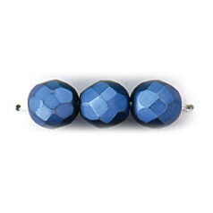 Bead, Czech firepolish, 8mm matte metallic, LIGHT BLUE