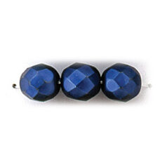 Bead, Czech firepolish, 8mm matte metallic, COBALT BLUE