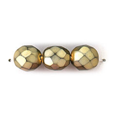 Bead, Czech firepolish, 8mm matte metallic, YELLOW