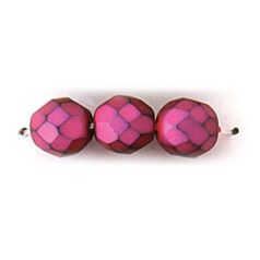 Bead, Czech firepolish, 8mm matte metallic, FUCHSIA