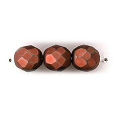 Bead, Czech firepolish, 8mm matte metallic, RUST RED