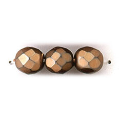 Bead, Czech firepolish, 8mm matte metallic, BRONZE