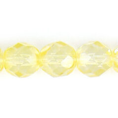 Bead, Czech firepolish, 8mm round faceted dipped, JONQUIL