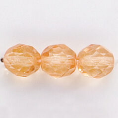 Bead, Czech firepolish, 8mm round faceted dipped, ORANGE
