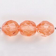 Bead, Czech firepolish, 8mm round faceted dipped, DARK ORANGE