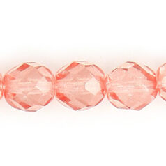 Bead, Czech firepolish, 8mm round faceted dipped, DUSTY ROSE
