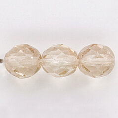 Bead, Czech firepolish, 8mm round faceted dipped, LIGHT SMOKE BEIGE