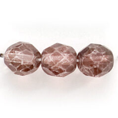 Bead, Czech firepolish, 8mm round faceted dipped, DARK SMOKE BEIGE