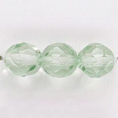 Bead, Czech firepolish, 8mm round faceted dipped, LIGHT AZURE