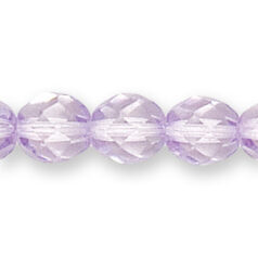 Bead, Czech firepolish, 8mm round faceted dipped, LIGHT LAVENDER