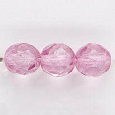 Bead, Czech firepolish, 8mm round faceted dipped, DARK PINK