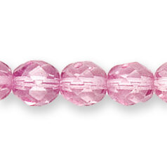 Bead, Czech firepolish, 8mm round faceted dipped, FUSCHIA