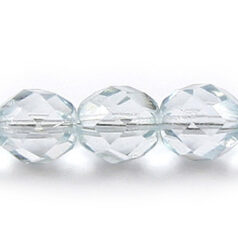 Bead, Czech firepolish, 8mm round faceted dipped, PALEST GREEN AQUA