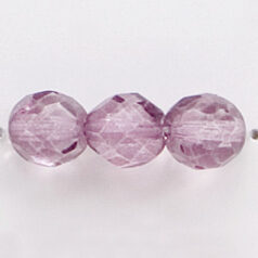 Bead, Czech firepolish, 8mm round faceted dipped, AMETHYST
