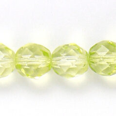 Bead, Czech firepolish, 8mm round faceted dipped, PALE GREEN