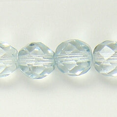 Bead, Czech firepolish, 8mm round faceted dipped, PALE TOPAZ