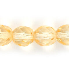 Bead, Czech firepolish, 8mm round faceted dipped, PALE ORANGE