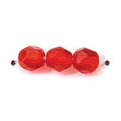 Bead, Czech firepolish, 6mm faceted round, RUBY