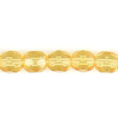 Bead, Czech firepolish, 6mm faceted round, LIGHT TOPAZ