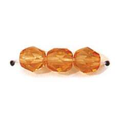 Bead, Czech firepolish, 6mm faceted round, DARK TOPAZ