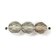 Bead, Czech firepolish, 6mm faceted round, BLACK DIAMOND