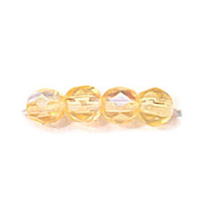 Bead, Czech firepolish, 6mm faceted round AB, JONQUIL