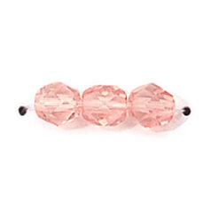 Bead, Czech firepolish, 6mm faceted round, ROSALINE