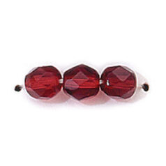 Bead, Czech firepolish, 6mm faceted round, GARNET
