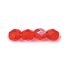 Bead, Czech firepolish, 6mm faceted round AB, SIAM RUBY