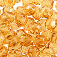 Bead, Czech firepolish, 6mm faceted round, GOLDFISH