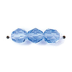 Bead, Czech firepolish, 6mm faceted round, SAPPHIRE
