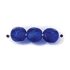 Bead, Czech firepolish, 6mm faceted round, COBALT BLUE