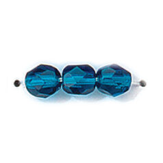 Bead, Czech firepolish, 6mm faceted round, MIDNIGHT BLUE AQUA