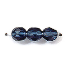 Bead, Czech firepolish, 6mm faceted round, MONTANA SAPPHIRE