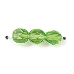 Bead, Czech firepolish, 6mm faceted round, CHARTREUSE