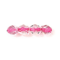 Bead, Czech firepolish, 6mm colorlined, ROSE LINED CRYSTAL